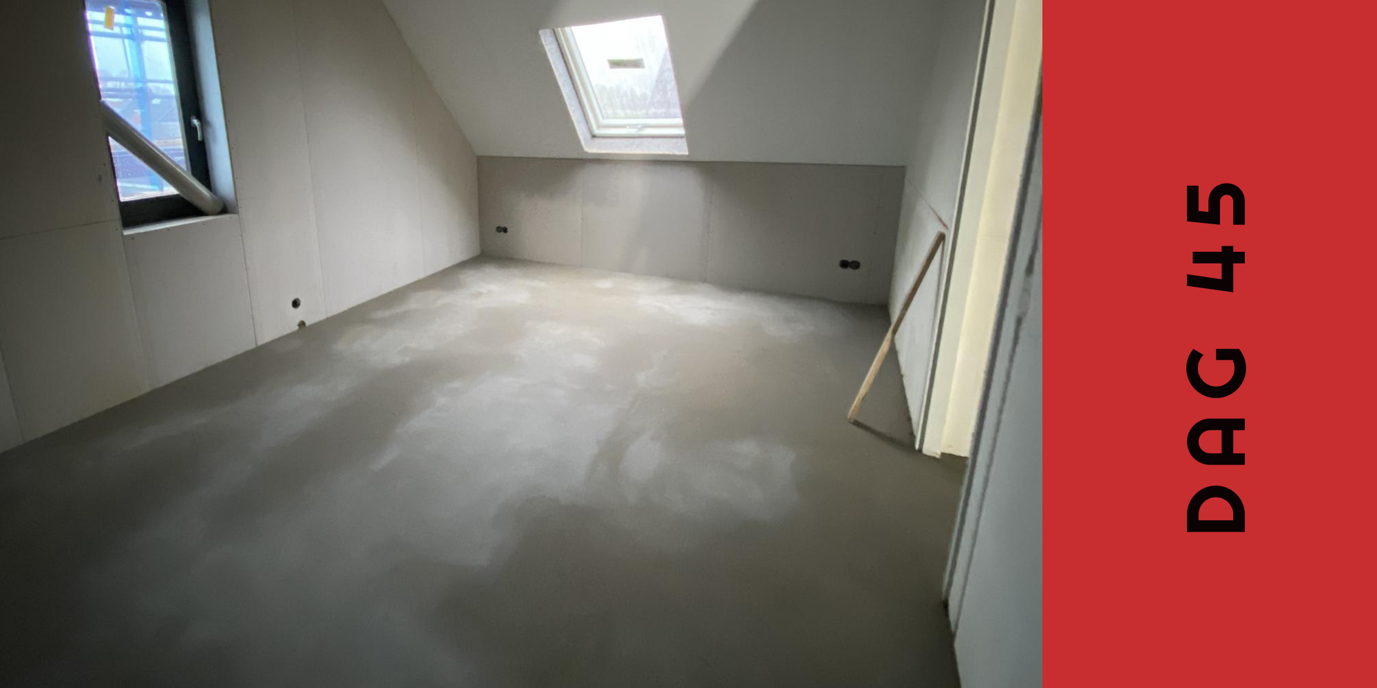 Dag 45 metselwerk en voor het eerst op de cement dekvloer